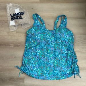 NEW Lands’ End 22W Turquoise Mini Floral Tankini Top NWT Plus
